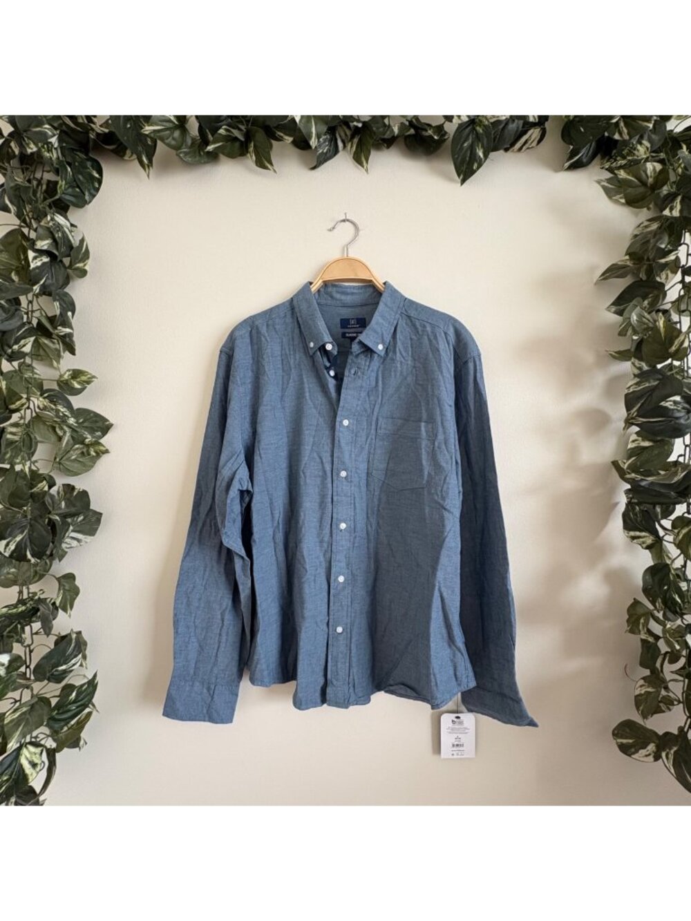 George Classic Fit Front Button Long Sleeve Shirt Grey NWT Men’s Size L